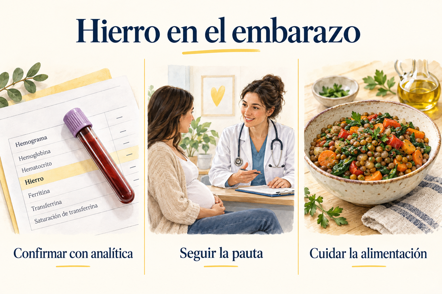 Análisis, alimentación y seguimiento de la anemia en el embarazo
