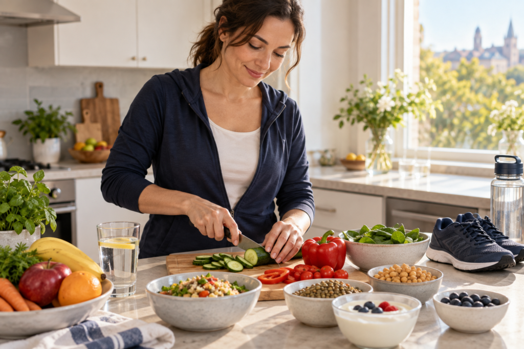 Preparación de alimentos variados como parte de unos hábitos saludables, imagen ilustrativa