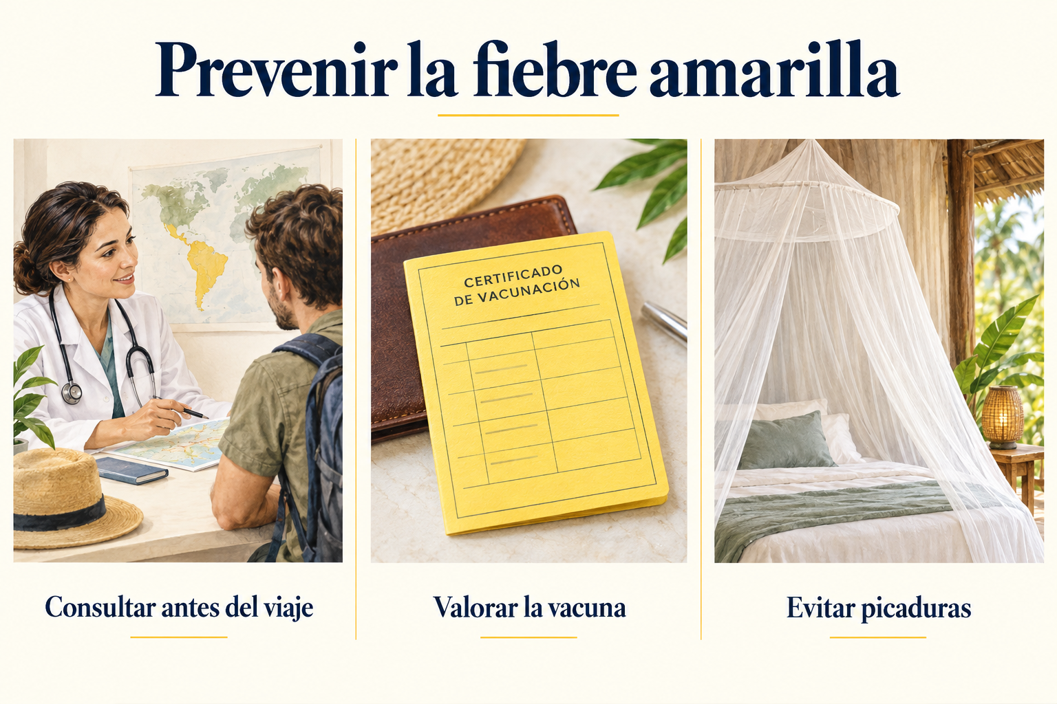 Revisar el itinerario, consultar la vacuna y protegerse de las picaduras