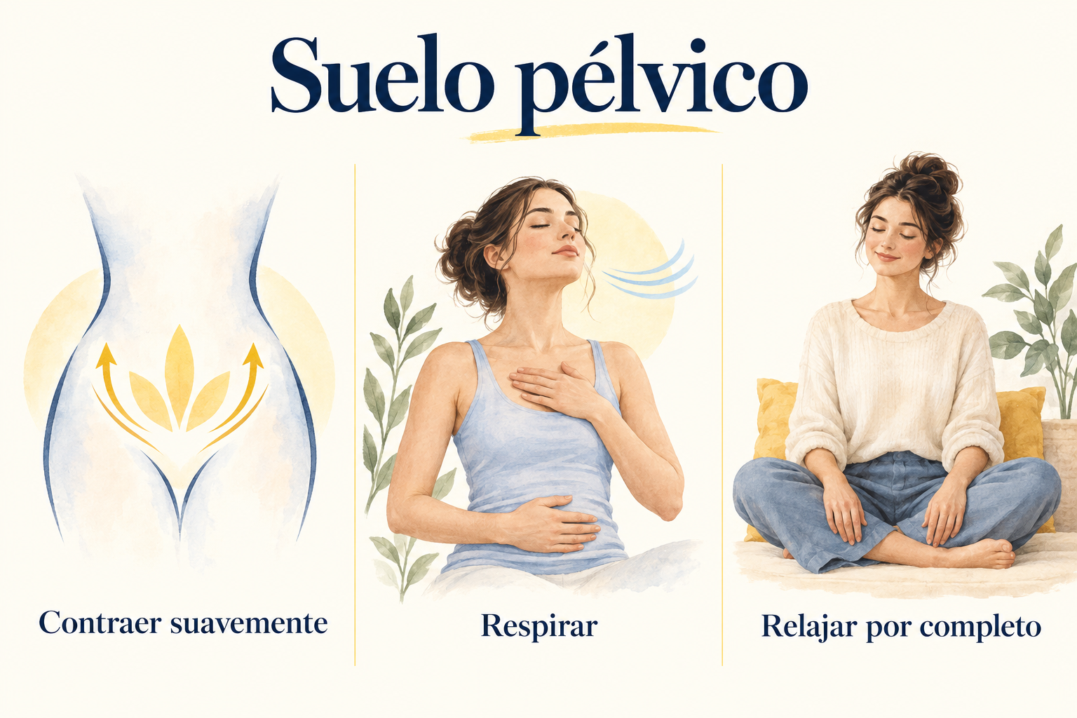 Contraer suavemente, seguir respirando y relajar completamente el suelo pélvico