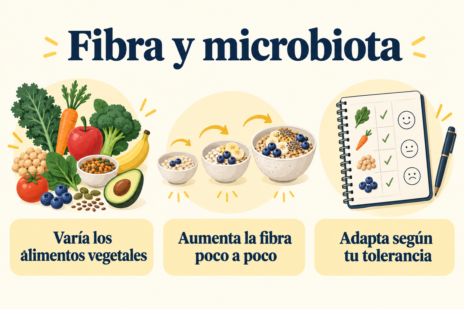 Variedad vegetal, aumento gradual de fibra y adaptación a la tolerancia