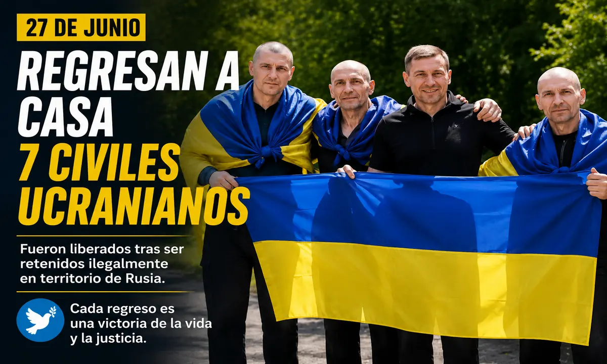 Siete civiles ucranianos regresan a casa tras ser liberados de Rusia