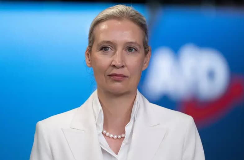 AfD líder Alice Weidel durante una intervención pública explicando contradicciones entre su vida personal y la ideología del