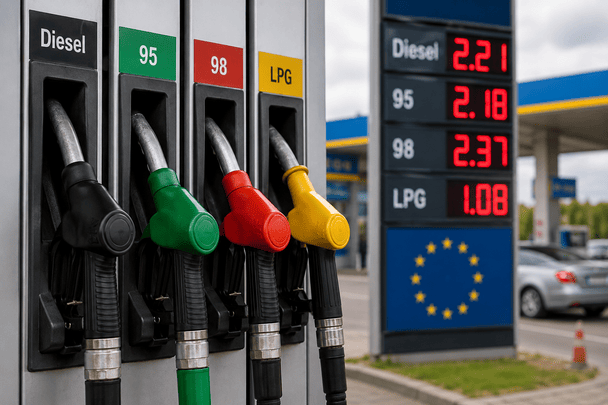 Mapa comparativo del precio combustible Europa mostrando los países con gasolina más cara