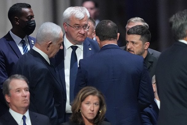 Zelenski y Netanyahu se enfrentan durante el funeral de Billy Graham en Washington