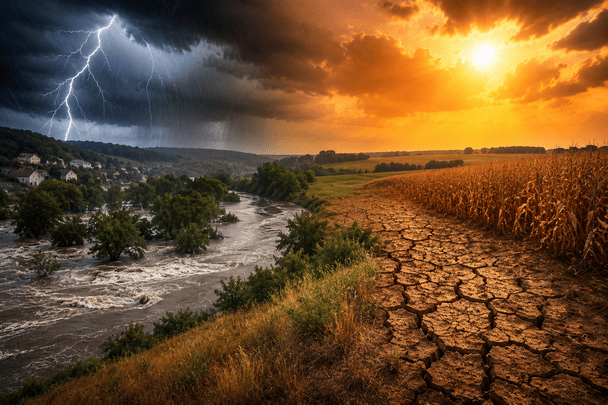 Mapa meteorológico con alertas climáticas por El Niño invierno impredecible en el hemisferio norte