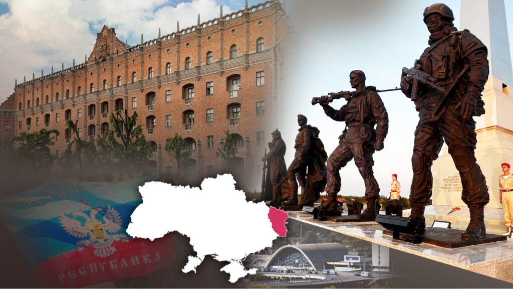 Vista de Lugansk ocupada con calles vacías y edificios deteriorados bajo control ruso