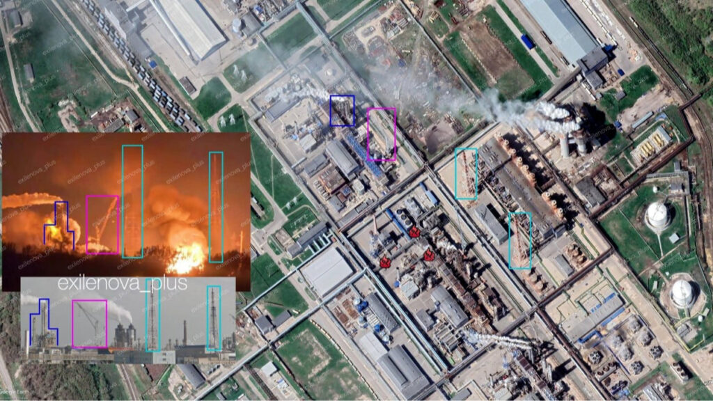 ataque drones Rusia contra planta química Azot en la región de Tula con columnas de humo